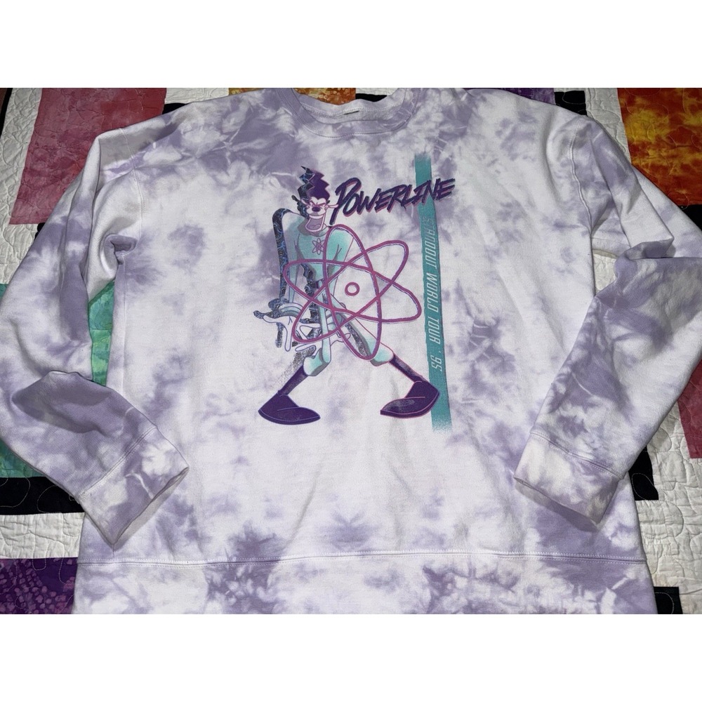 Disney Powerline A Goofy Movie Tie Dye Crew Neck Sweater Sz Large Powerline Tour